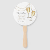 真珠とプロセッコのブライダルシャワーの好意 ハンドファン (正面)