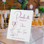真珠とプロセッコのブライダルシャワーの好意 台座サイン