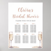 真珠とプロセッコのブライダルシャワーの座席表 ポスター (正面)