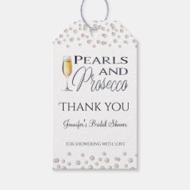 真珠とプロセッコのブライダルシャワーの恩恵 ギフトタグ