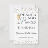 真珠とプロセッコのブライダルシャワーの恩恵 サンキューカード (正面)