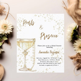 真珠とプロセッコのブライダルシャワーの招待