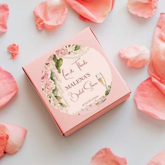 真珠とプロセッコのブライダルシャワーエレガントの恩恵 ラウンドシール