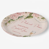 真珠とプロセッコのブライダルシャワーエレガント印刷 ペーパープレート (アングル)