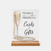真珠とプロセッコのブライダルシャワーカード&ギフト アクリルサイン (正面)
