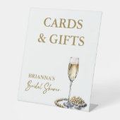 真珠とプロセッコのブライダルシャワーギフトサイン 台座サイン (正面)