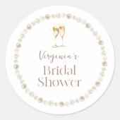 真珠とプロセッコのブライダルシャワーシール ラウンドシール (正面)