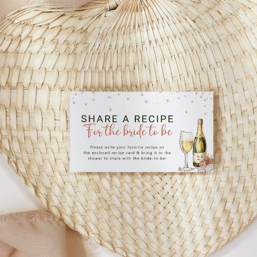 真珠とプロセッコのブライダルシャワーレシピ要求 エンクロージャーカード