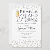 真珠とプロセッコのブライダルシャワー写真 招待状 (正面)