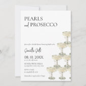 真珠とプロセッコのブライダルシャワー写真 招待状 (正面)
