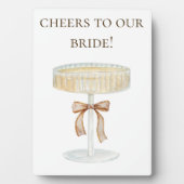 真珠とプロセッコの応援テーブルの開いたバーの署名 フォトプラーク (正面)