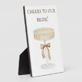 真珠とプロセッコの応援テーブルの開いたバーの署名 フォトプラーク (側面)