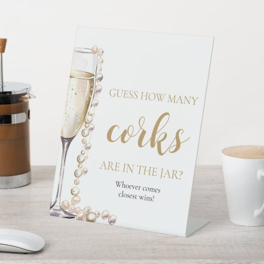 真珠とプロセッコは何組のコルクのゲームを推測 台座サイン (インサイチュ)