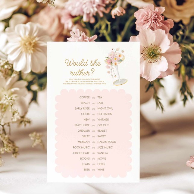 真珠とプロセッコは彼女はむしろシャワーゲームをシャワー (Pink Prosecco Bridal shower would she rather game)