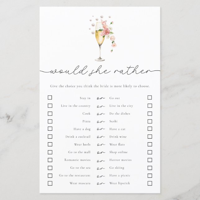 真珠とプロセッコは彼女はむしろブライダルゲーム (正面)