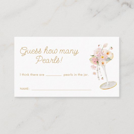 真珠とプロセッコは数ゲームを推測 名刺 (正面)