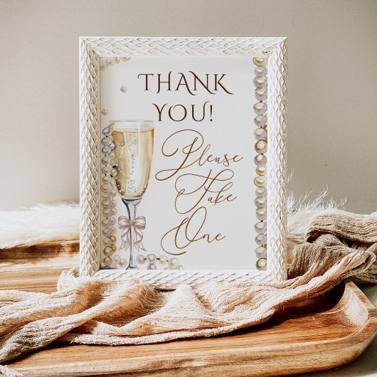 真珠とプロセッコをテーマにした好意サイン ポスター