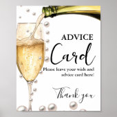 真珠とプロセッコアドバイスブライダルシャワー標識 ポスター (正面)