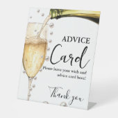 真珠とプロセッコアドバイスブライダルシャワー標識 台座サイン (正面)