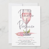 真珠とプロセッコウォーターカラーピンクブライダルシャワー 招待状 (正面)