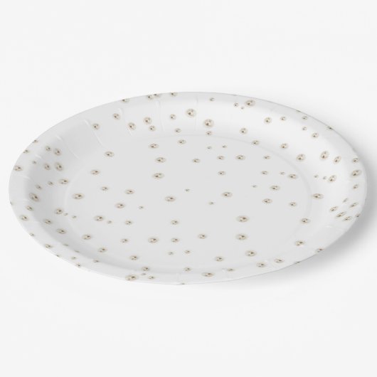 真珠とプロセッコエレガントブライダルシャワー ペーパープレート (アングル)