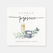 真珠とプロセッコエレガント金ゴールドブライダルシャワー スタンダードカクテルナプキン (正面)