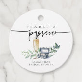 真珠とプロセッコエレガント金ゴールドブライダルシャワー フェイバータグ (正面)