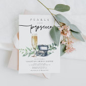 真珠とプロセッコエレガント金ゴールドブライダルシャワー 招待状