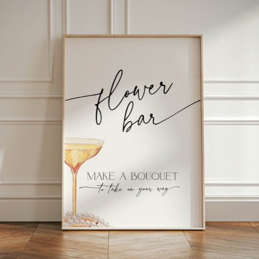 真珠とプロセッコニュートラルフラワーバーの好意 台座サイン