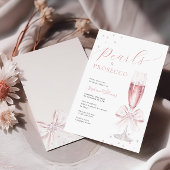 真珠とプロセッコピンクブライダルシャワーの招待 招待状