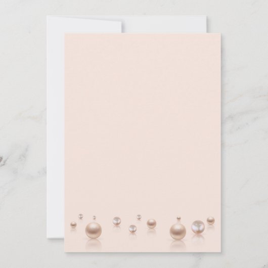 真珠とプロセッコブライダルシャワーエレガントピンク 招待状 (裏面)
