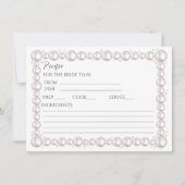 真珠とプロセッコブライダルシャワーレシピカード ノートカード (正面)