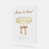 真珠とプロセッコブライダルシャワー愛応援 アクリルサイン (傾斜)