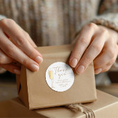 真珠とプロセッコブライダルシャワー感謝していユーステッカー ラウンドシール