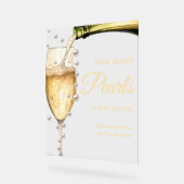 真珠とプロセッコブライダルシャワー真珠の数 アクリルサイン (傾斜)