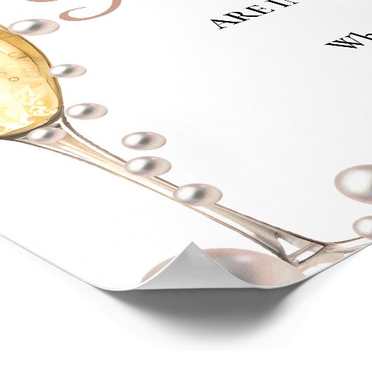 真珠とプロセッコブライダルシャワー真珠の数 ポスター (角)