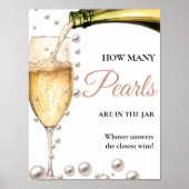真珠とプロセッコブライダルシャワー真珠の数 ポスター (正面)