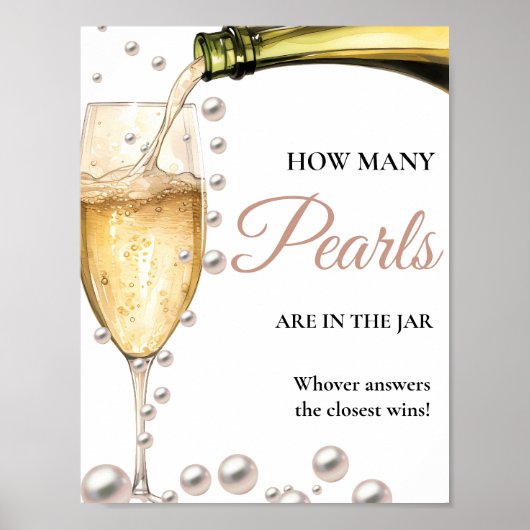 真珠とプロセッコブライダルシャワー真珠の数 ポスター (正面)