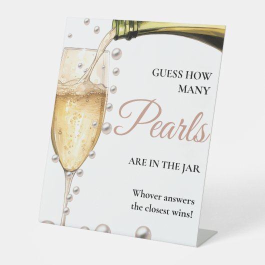 真珠とプロセッコブライダルシャワー真珠の数 台座サイン (正面)