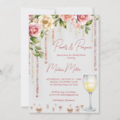 真珠とプロセッコブライダルシャワー エレガント 招待状 (正面)