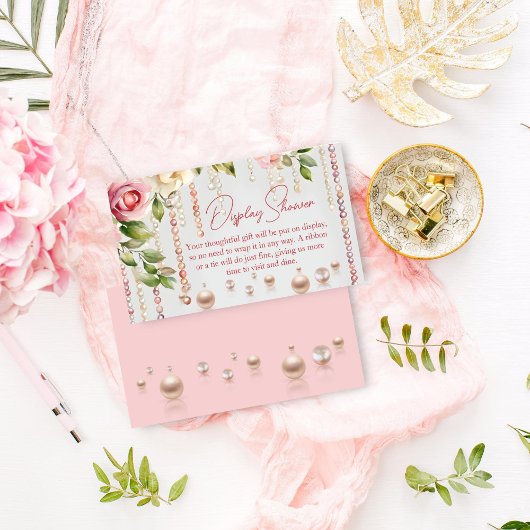 真珠とプロセッコブライダルディスプレイシャワー エンクロージャーカード