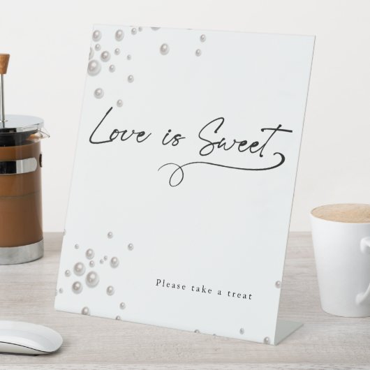 真珠とプロセッコミニマルモダンブライダルシャワー 台座サイン (インサイチュ)