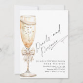 真珠とプロセッコミニマルモダンブライダルシャワー 招待状 (正面)