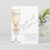 真珠とプロセッコミニマルモダンブライダルシャワー 招待状 (スタンド正面)