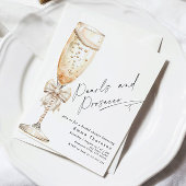 真珠とプロセッコミニマルモダンブライダルシャワー 招待状