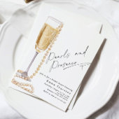 真珠とプロセッコミニマルモダンブライダルシャワー 招待状