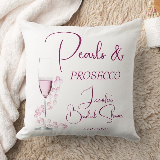 真珠とプロセッコモダンエレガントブライダルシャワー クッション (ブランケット)