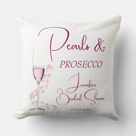 真珠とプロセッコモダンエレガントブライダルシャワー クッション (正面)