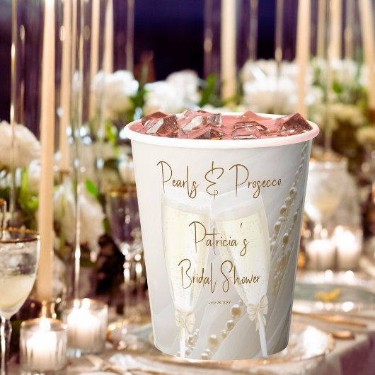 真珠とプロセッコモダンエレガントブライダルシャワー 紙コップ