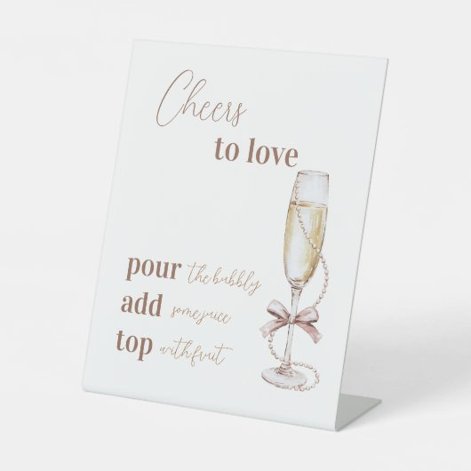 真珠とプロセッコ応援の愛ブライダルシャワー 台座サイン (正面)